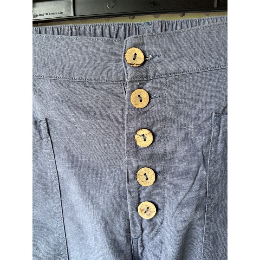 Lintico Heidi Linen Simple Button Fly Trousers Size XL Blue Lagenlook Minimalist - Picture 2 of 6
